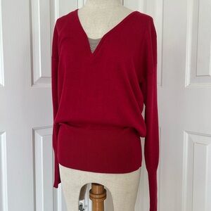 White House Black Market Red V-Neck Sweater